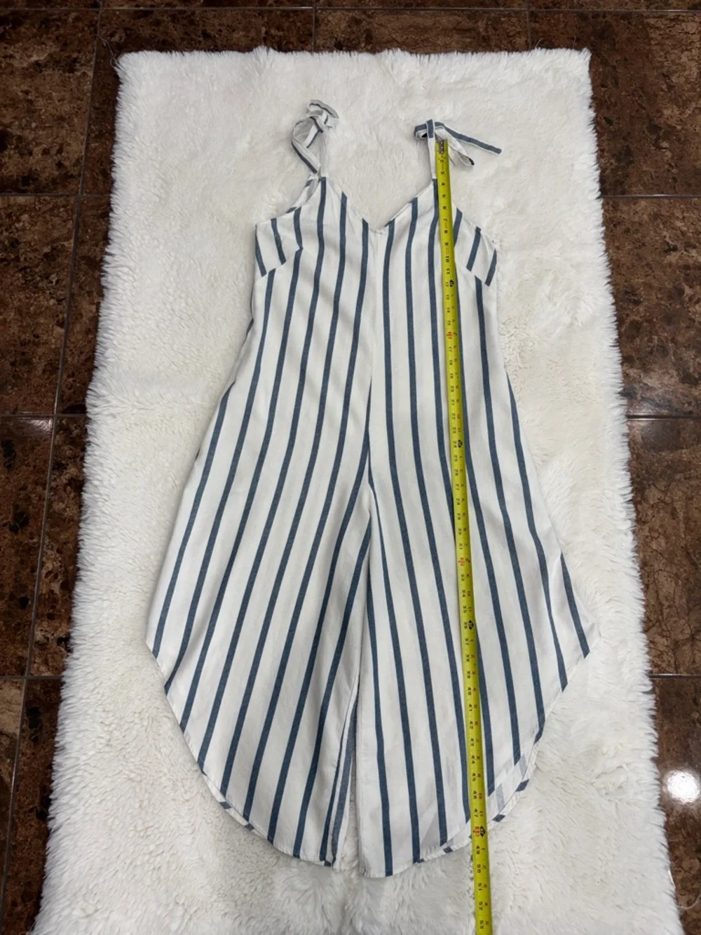VINCE CAMUTO,size S,Sleeveless Striped Tie-Shoulder Jumpsuit - Blue & White - Picture 13 of 16
